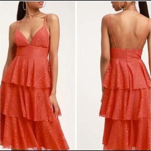 Lulu’s ruffle XS orange dress